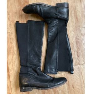 Frye Black Leather Elastic Back Tall Boots Size 10